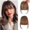 Seimainurs Frangia con clip, 100% veri capelli umani, extension con clip, frangia ad aria con tempio, frangia curva per donne (marrone medio, frangia ordinata con clip)