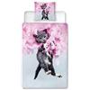 HOMHOMHA Copripiumino 140x200 Ragazza Gatto Rosa Animali Biancheria Da Letto Bambino in Microfibra