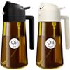 YARRAMATE Spruzzino Olio in Vetro Luce Blocco Scuro Verde per Friggitrice Aria 2 in 1 da 2, 470 ml Dosatore d'Oliva Bottiglia e Oliera Spray da Cucina, Nebulizzatore (Bianco e Nero)