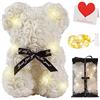 Zodight Orso di Rose, Orsacchiotto Composto da Rosa Artificiali con Luce Led, Creativo Floreale Regalo, San Valentino Comprese Scatole Trasparenti Biglietti di Auguri