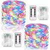 CCILAND 2 luci a batteria, lunghezza totale 12 m, 120 luci LED con telecomando e timer, luci ricaricabili a batteria, impermeabili per uso interno ed esterno, decorazioni natalizie e per matrimoni-multicolore