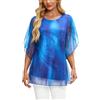 OKSakady Donne Camicetta Estiva Plissettata in Chiffon Sciolto e fluente Modal Foderato Doppio Strato Top Elegante e Casual Camicia con Floreale