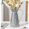 Venalys Brocca vintage in metallo zincato, vaso da fiori rustico con manico, latta decorativa floreale per la decorazione della casa, altezza 27,4 cm