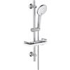 Görbach Colonna doccia Cromata 70 cm in Acciaio Inox a Parete con Mensola Doccia Asta doccia con Staffe di Fissaggio Regolabili, senza Rubinetto,con Doccetta a 3 funzione (HBD12CP + Mensola)