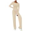 AMDOLE Skims Dupe - Set da 2 pezzi da donna, abbigliamento da aeroporto, da donna, a maniche lunghe, tuta da donna, set completo crop top, camicie, pantaloni a gamba larga, autunno Y2K Streetwear,