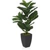 HJH Office Pianta artificiale 80cm LYRATA Pianta decorativa artificiale con vaso, albero di fico esotico per soggiorno camera da letto ufficio