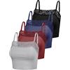 Bencailor 4 Canotte Corte Senza Maniche Top con Bordi Pizzo Canottiere Scollo per Donna (S, Grigio, Rosso Vino, Blu Navy, Nero)