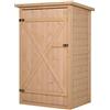 Outsunny Casetta da Giardino in Legno con Tetto Impermeabile, Armadio Porta Attrezzi da Esterno con 2 Mensole, 75x56x115cm, Colore Legno