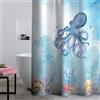 Catherine Lansfield Octopus - Tenda da doccia, 180 x 180 cm, colore: Blu