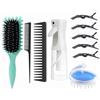 ABWXN Set di spazzole per capelli ricci ABWXN con spazzole per definire i ricci, pettine a denti larghi, pettine per la coda, flacone di lacca per capelli, spazzola massaggiante per il cuoio capelluto e