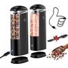 PAISHENKEJI macina sale pepe elettrico: macinino pepe elettrico automatico con luce LED, rugosità regolabile, funzionamento con una mano, nero, 2 unità