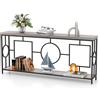 GIANTEX Tavolo Consolle Ingresso a 2 Livelli, Mobile Ingresso con Ripiano di Stoccaggio e Cornice Geometrica, Realizzato Sintetico di Alta Qualità, per Corridoi e Ingressi, Dimensioni 180 x 30 x 80 cm