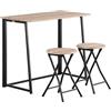 SoBuy Tavolo pieghevole con 2 sgabelli pieghevole Tavolo salvaspazio in legno e ferro L90*P45*A74 cm Max Portata 150 kg OGT18-N