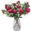 GreenBrokers Bouquet di rosa scuro artificiale di alta qualità, confezione regalo, 10 pezzi, composizione floreale con peonie, fiori di sambuco, bacche e verde