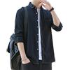 YANQSHM Denim Shirt, Camicie di Jeans Uomo Manica Lunga vestibilità Regolare Vintage Taglio Cowboy Western Top Collo alla Francese Leggero Casual Abbottonato Cappotto in Denim con Tasca Nero 4XL
