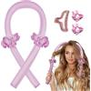 MPXEAVG Heatless Curler, Arriccia Capelli Senza Calore, Bigodini per Ricci Senza Calore, Riccioli Senza Calore, Riccioli Grandi, per la Maggior Parte Tipi di Capelli, Capelli Lunghi e Corti (Rosa)