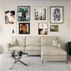 DEGHI Divano angolare 3 posti in tessuto beige con chaise longue a destra e 2 cuscini - Snooze