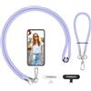 MoKo Cordino per telefono regolabile con cinghia, universale per cellulare, cinturino da collo e spalla, cinturino da polso x 1, patch per cordino x 2, viola chiaro