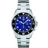 swiss alpine military Orologio da uomo cronografo analogico al quarzo 7053.9 in acciaio inox, Acciaio/Nero/Blu - 9138sam, Bracciale