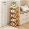 Sonhomay Scarpiera verticale a 5 ripiani in bambù ad angolo, pieghevole, autoportante, scarpiera organizer per ingresso, armadio, camera da letto, corridoio, soggiorno, piccoli spazi, 25,4 x 25,4 x 71,1 cm