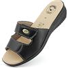 JOMIX Ciabatte Donna Estive Comode Ciabatte Donna Casa Estive Zeppa Pantofole Ortopediche Anatomiche a Strappo ITD1519 (03 Nero, 35)