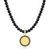 GAVU Collana Uomo Pietre Nere con Ciondolo Albero della Vita Oro, Collana Uomo Perle Onice Opaco 60cm