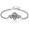 REDSUN Bracciale con teschio, in argento Sterling 925, con teschio di rosa, gotico, punk, teschio, regalo di Natale per gli amanti del gotico, donna e uomo, 5+1 centimeters + 0.98 inch Skull Pendant