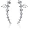 Dankadi Argento Sterling Post Zircone Orecchio Crawle Orecchino per le Donne 7 Crystal Star Orecchio Ear Stud AAA CZ Arrow Ear Climber regali per lei Gioielli, length 0.94 inch, Argento sterling