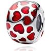 LaMenars Love Heart per Braccialetti in Argento Rose Flower Sterling 925 Charms Cupid Donna Mother's Day Birthday Anniversary Jewelry for Wife