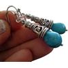 Generic ⊹⊱✿ HOWLITE DROPS ETHNO PEARL CAP ✿⊰⊹ Orecchini con pietra a strappo, screziato, celeste, turchese, gancio elegante