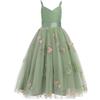 IDOPIP Ragazza Fiori Principessa Abito Lungo Pieghettato Matrimonio Damigella d'onore Abito Da Sfera Ricamo Fiore Pizzo Elegante Scollo a V, viola chiaro, 8-9 Anni