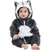 HAHASHOW Pagliaccetto per Bebè con Cappuccio Pagliaccetto in Flanella con Cappuccio Pigiama per Bambini Tuta con Animale per Ragazzi e Ragazze 3-36 Mesi（Dog 110）