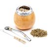 BALIBETOV Mate Argentino - Te Mate Kit di Zucca Naturale Fatto a Mano (Tazza Mate Originale) Compreso Bombilla Mate (Yerba Mate Bombilla) - Set Mate Argentino Autentico (Beige)