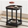 KEJIAWU Tavolino rotondo con rotelle, comodino in plastica, tavolino rotondo, con rotelle bloccabili, per soggiorno, camera da letto, balcone, terrazza (Color : Black)