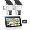 ANNKE Kit Telecamere Videosorveglianza Solare con Monitor, 7 4CH 5MP NVR con 2x 4MP Telecamera WiFi, Panoramica 270° e Inclinazione 90°, 2 Vie Audio, Rilevamento di Persona, Visione Notturna a Colori