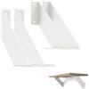 ChasBete Staffe per Mensole Bianche Metallo, Reggimensole da Muro Pesanti 90 Gradi Staffe e Supporti per Mensole, 10cm 4 Pezzi
