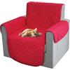 Comart - Copripoltrona Majestic - Copri Poltrona con Braccioli - Telo Trapuntato - Reversibile - Antigraffio - per Cani e Gatti - Lavabile in Lavatrice - Antiscivolo - Rosso - Poltrona 1 Posto