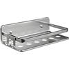 TATAY Mensola Bagno Senza Foratura Mensola Doccia Rettangolare in Alluminio | Include Viti e Sistema Fissaggio Quick Fix | Resistente all'Umidità | Moderno | 10x5,5x20cm - Modello Serenity - Argentato