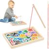 Dewocke Gioco di Pesca Magnetico, 3-in-1 Giochi Educativi in Legno per Bambini 2-5 Anni, Giochi Montessori, Abilità Motorie Fine, Divertente e Interattivo, Impara i Nomi dei Pesci