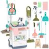deAO Passeggino per la Pulizia Con Scopa, Spazzatrice, Spazzola e Aspirapolvere per Bambini - Include Salviette, Bombolette Spray e Carrello