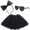 NUOGUAYI Costume Carnevale Donna con Gonna Tulle Donna,Fasce per Capelli con Fiocco,Occhiali Cuore,Accessori Costumi Carnevale Donna,per Donne e Ragazze Accessori per Costumi di Carnevale di Halloween (Rosso)