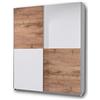 Stella Trading PULS, Armadio elegante con molto spazio, Armadio versatile ad ante scorrevoli di colore bianco, scacchiera quercia selvatica, 170 x 195 x 58 cm (larghezza x altezza x profondità)