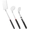 QWORK® Set di Specchio telescopico di ispezione, 3 Pezzi, rettangolari, Rotondi e ovali, girevoli a 360 Gradi, Maniglie estensibili, per l'ispezione dei Veicoli