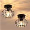 Pheashine Plafoniera Soffitto in Cristallo Metallo 2Pcs Nero Lampada da soffitto Rotonda Semi-incasso E27 Lampadari Moderna per Camera da letto, Corridoio, Ingresso, Cucina