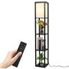 Tomshine Piantana Lampada da Terra, Lampada da Terra Salotto in Legno da 1,6M con Ripiano, Telecomando e una Lampadina LED E27, 3000-6500K Regolabile, Nero Lampade da Terra per La Camera da Letto del Soggiorno