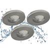Trango Set di 3 faretti LED IP65, 6729IP65-039MO, in alluminio spazzolato, con 3 x 5 Watt, 3000 K, modulo LED ultra piatto, per bagno, doccia, faretti da incasso, faretti da soffitto, lampada da bagno