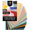 OfficeTree 60x Carta Lucido A4 Colorata 130g/m² - 20 Colori - Extra Forte e Stampabile - Carta Lucida A4 per Disegno - Fogli Trasparenti Colorati - Carta Trasparente Colorata per creare Lanterne