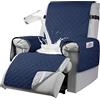 RAPRAP Copertura Impermeabile del sofà del reclinabile di 100%, Copertura reclinabile Antiscivolo della Sedia di 3 posti con Le Cinghie Elastiche per i Cani,Navy Blue,1 Seater