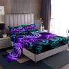 Homewish Set di lenzuola per letto matrimoniale con rose turchesi e rosa, per ragazze e donne, per matrimonio, San Valentino, romantico, floreale, lenzuolo con angoli + lenzuolo + 2 federe