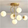 TRIVIDHA Lampadario Moderno in Vetro a 6 luci per Ristorante Plafoniera a Semi-Incasso in Oro Nero Lampada da soffitto in Vetro Globo per Soggiorno Sala da Pranzo Camera da Letto Cucina Corridoio
